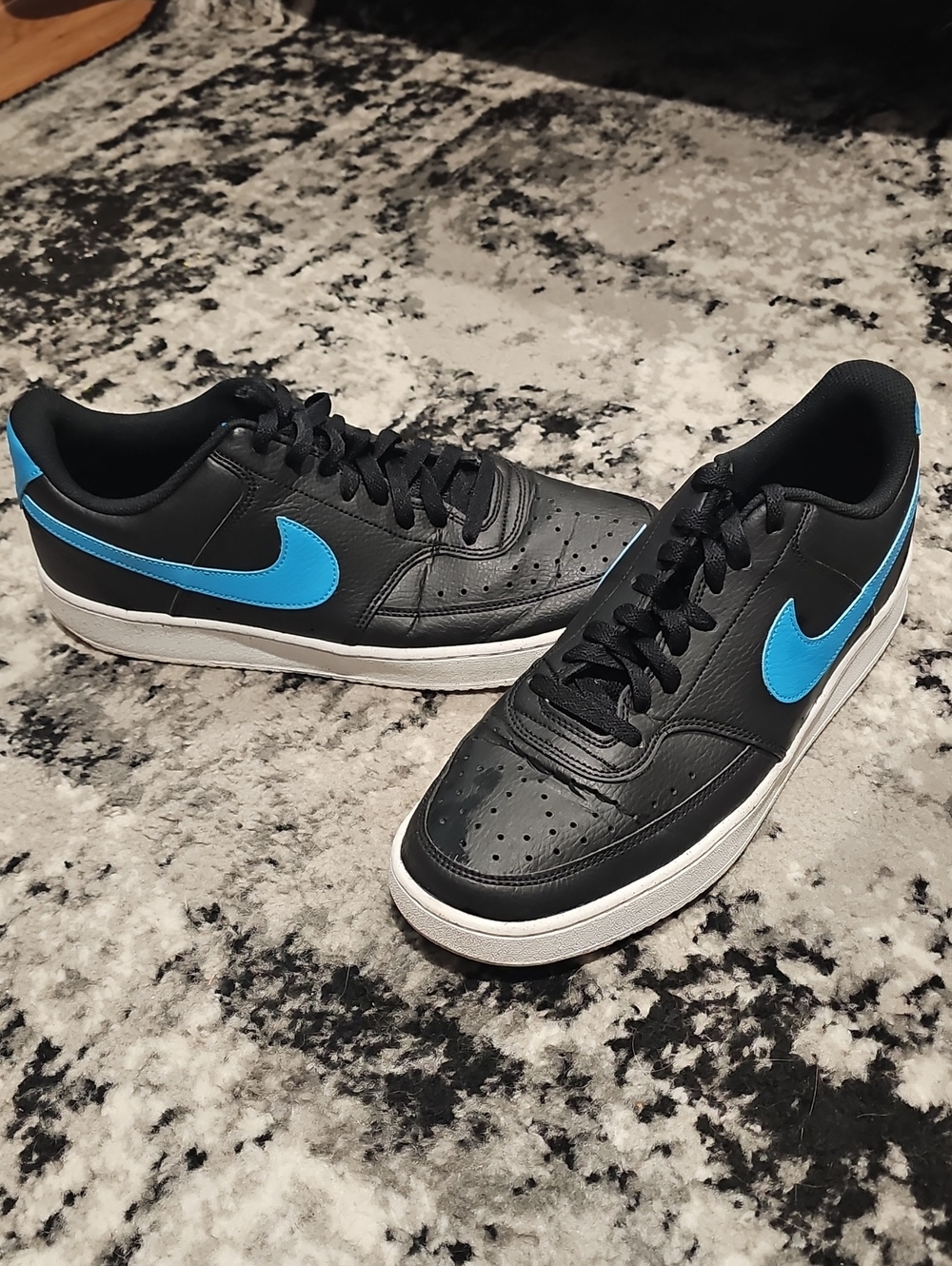 Nike Court Vision Low Next Nature sneakers in black and laser blue Mens Sz 12